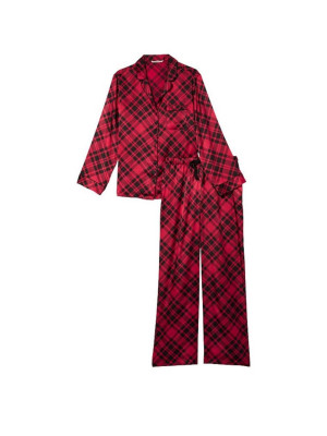 Піжама Victoria's Secret RED PLAID SATIN LONG PJ SET