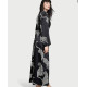Халат Victoria’s Secret Satin Long  Robe Black Leopard