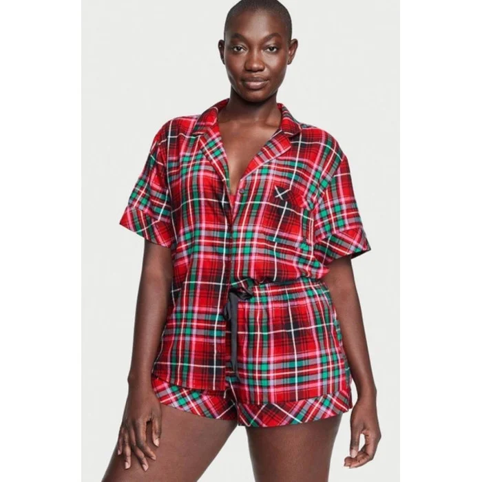 Піжама Victoria’s Secret Flannel Short Pj Set Bright Tartan Plaid