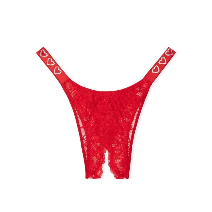 Трусики бразиліани зі стразами Victoria's Secret Very Sexy Ouvert Lace Shine Strap Brazilian Panty