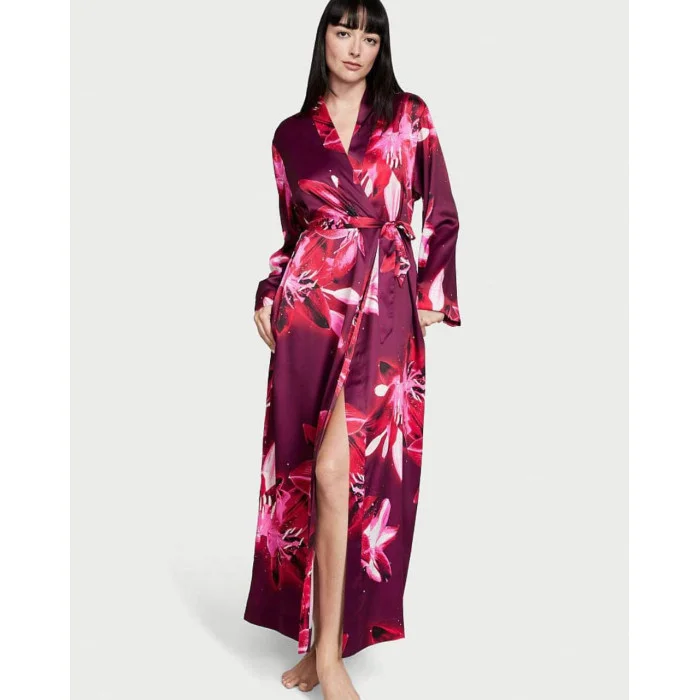 Халат Victoria’s Secret Satin Long  Robe Floral